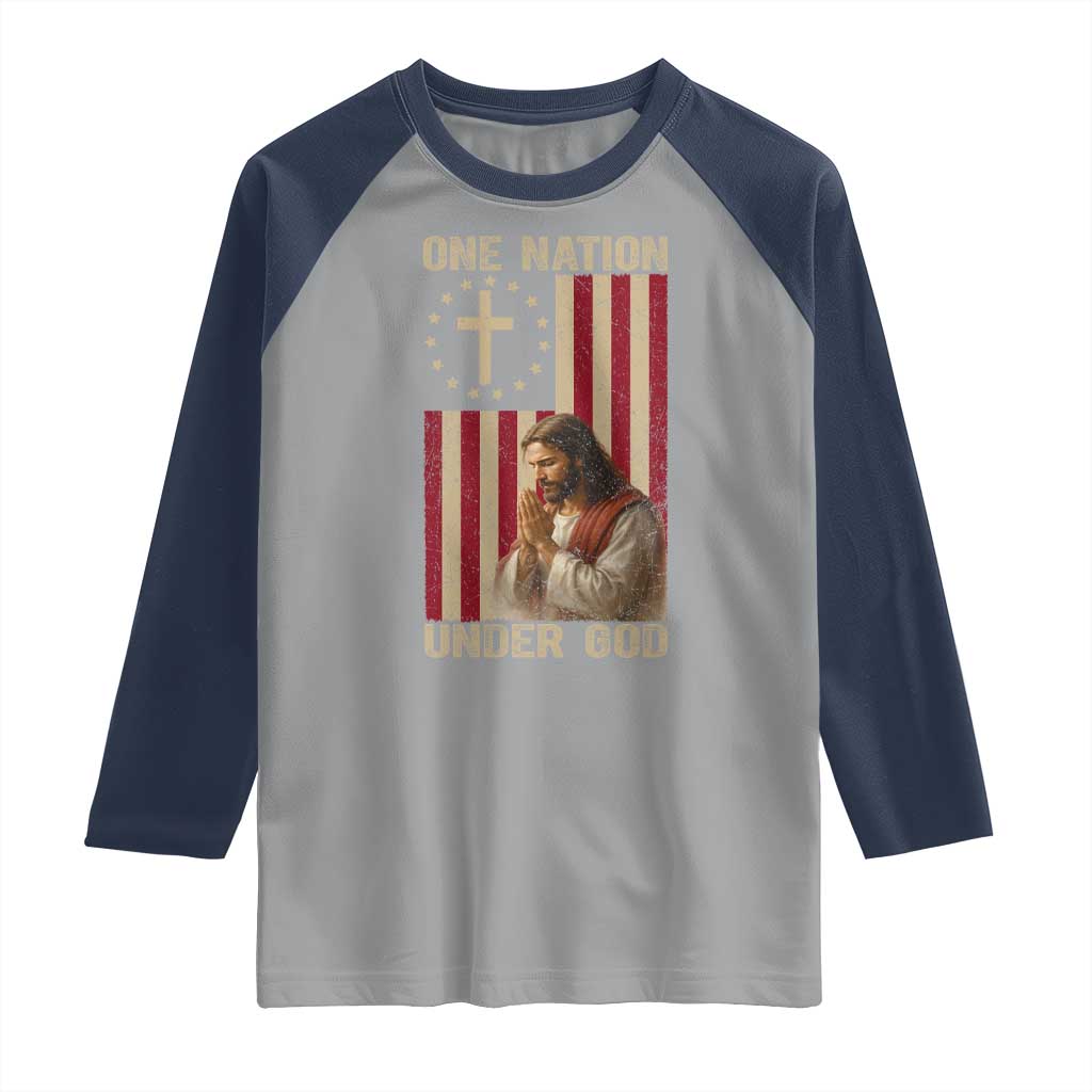Jesus Christian Raglan Shirt One Nation Under God - Wonder Print Shop