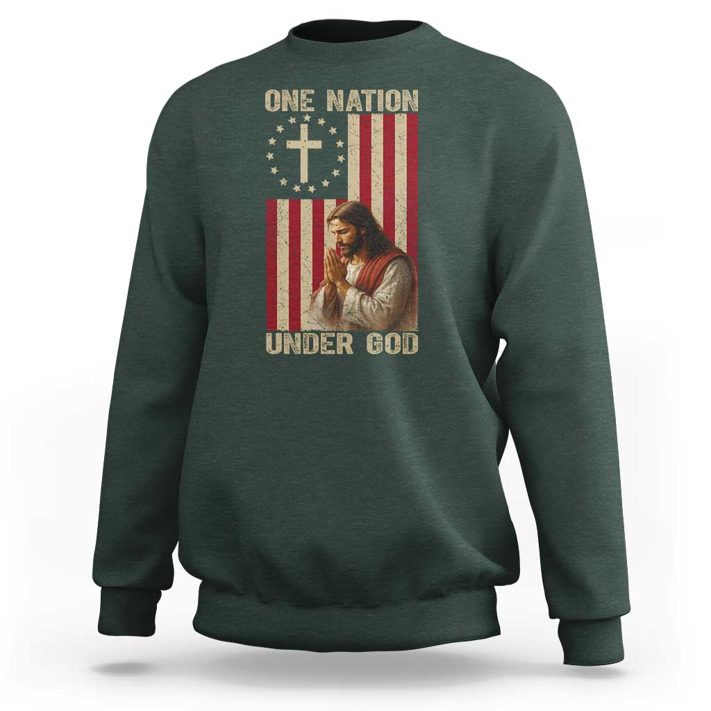 Jesus Christian Sweatshirt One Nation Under God - Wonder Print Shop