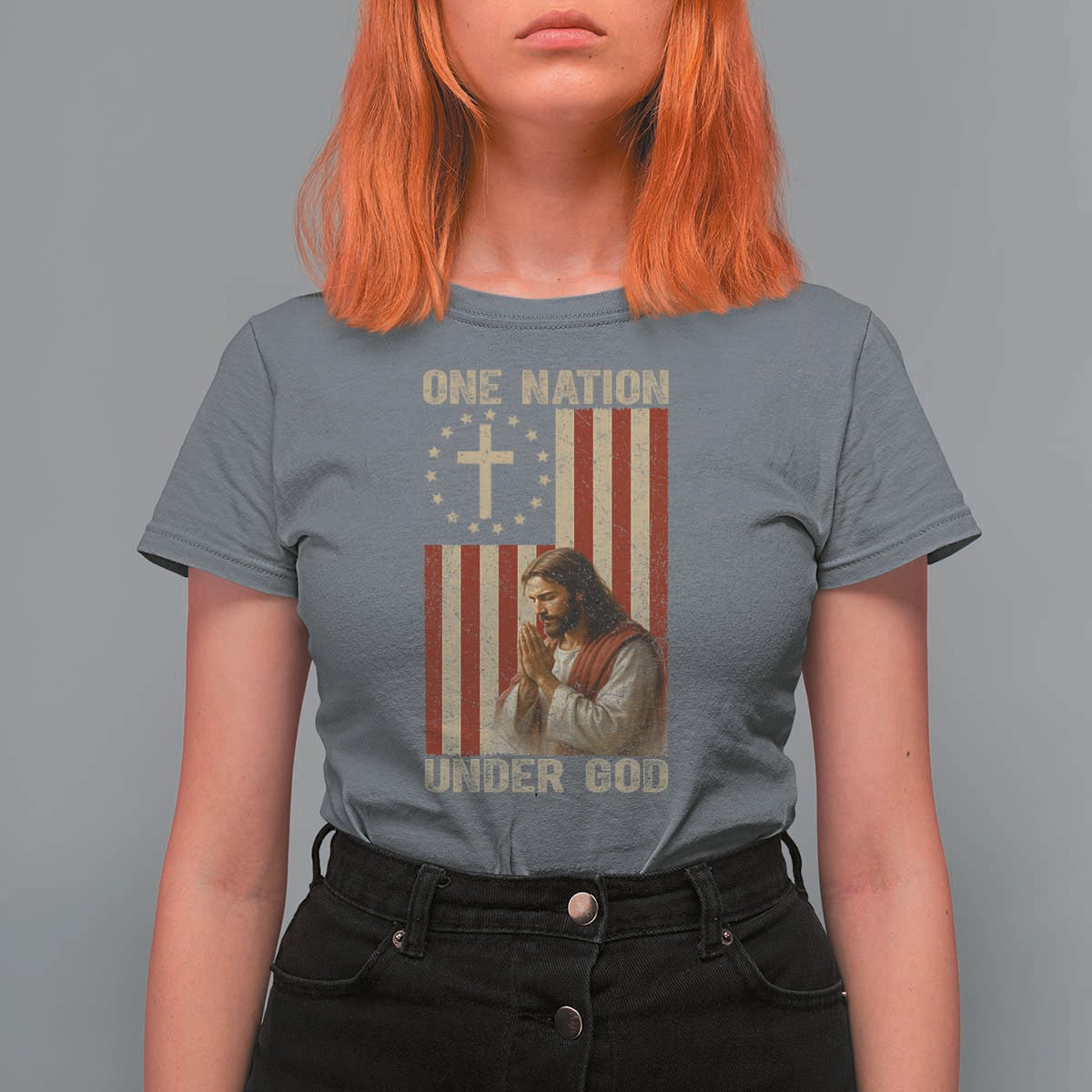 Jesus Christian T Shirt For Women One Nation Under God - Wonder Print Shop