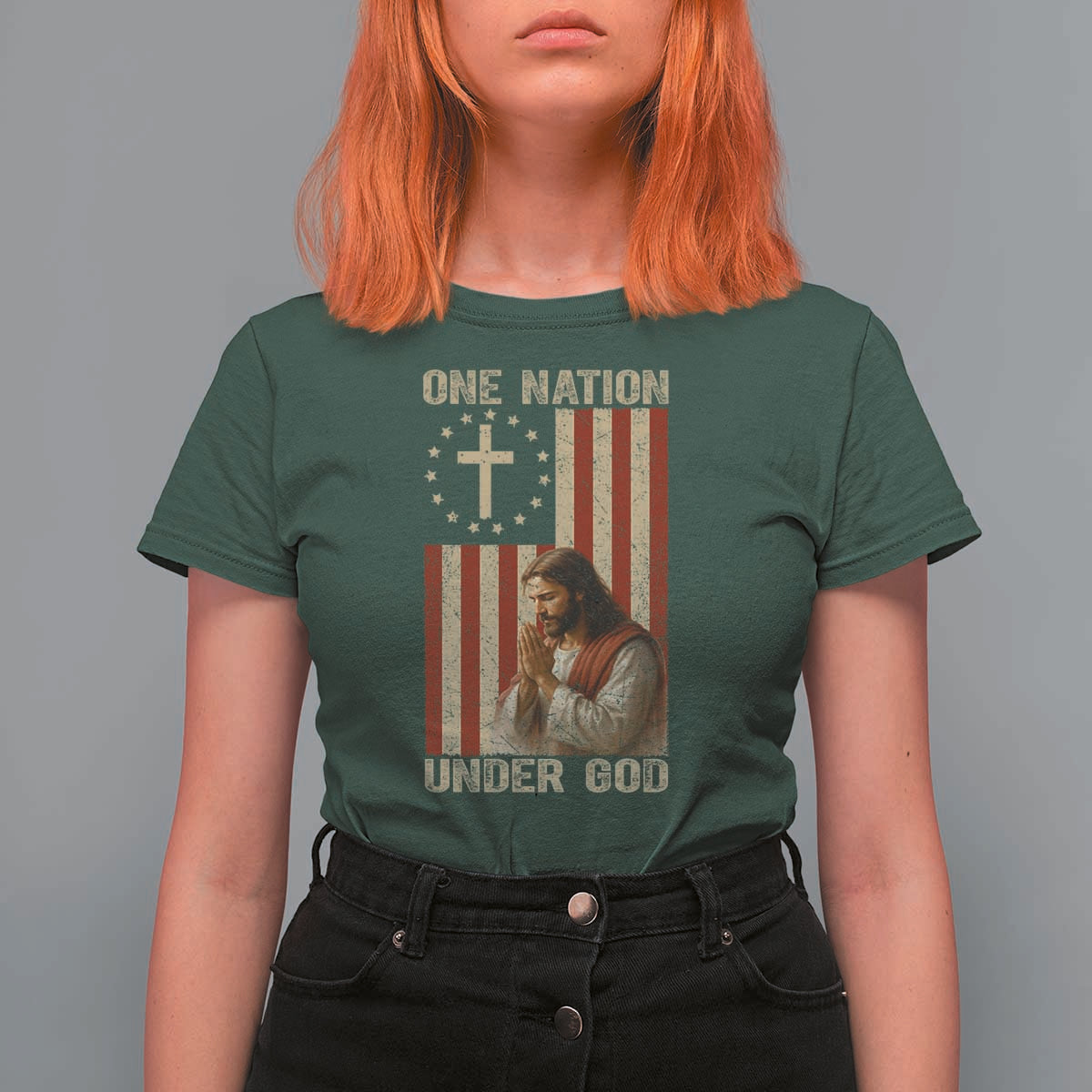 Jesus Christian T Shirt For Women One Nation Under God - Wonder Print Shop