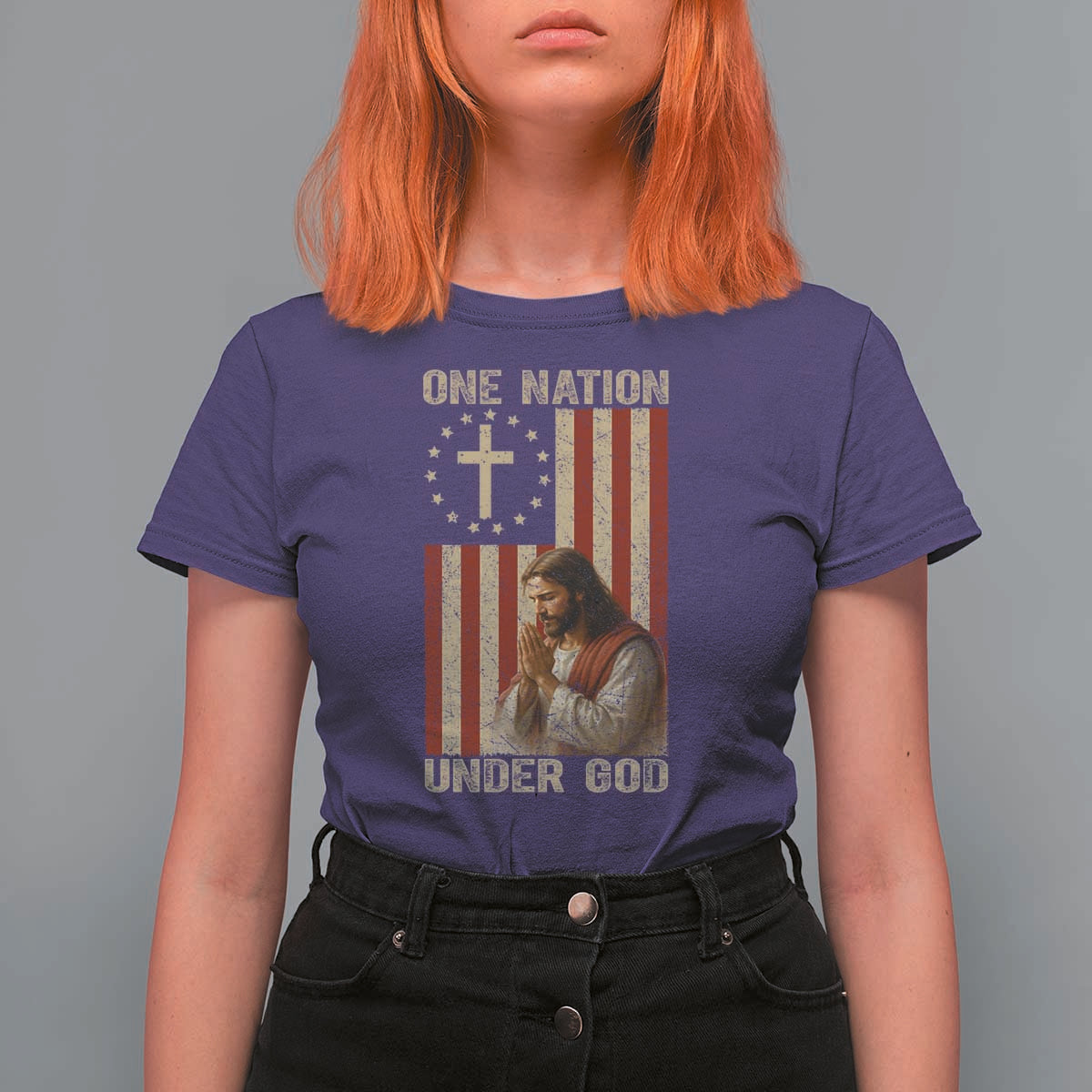 Jesus Christian T Shirt For Women One Nation Under God - Wonder Print Shop