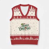 Jesus Christian Xmas V-Neck Knit Sweater Vest - Wonder Print Shop