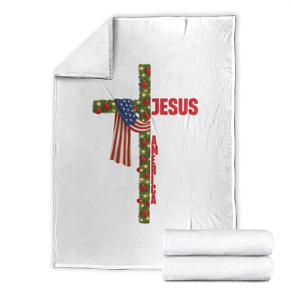 Jesus Patriotic Christmas Throw Blanket Loves Jesus And America Too - Wonder Print Shop