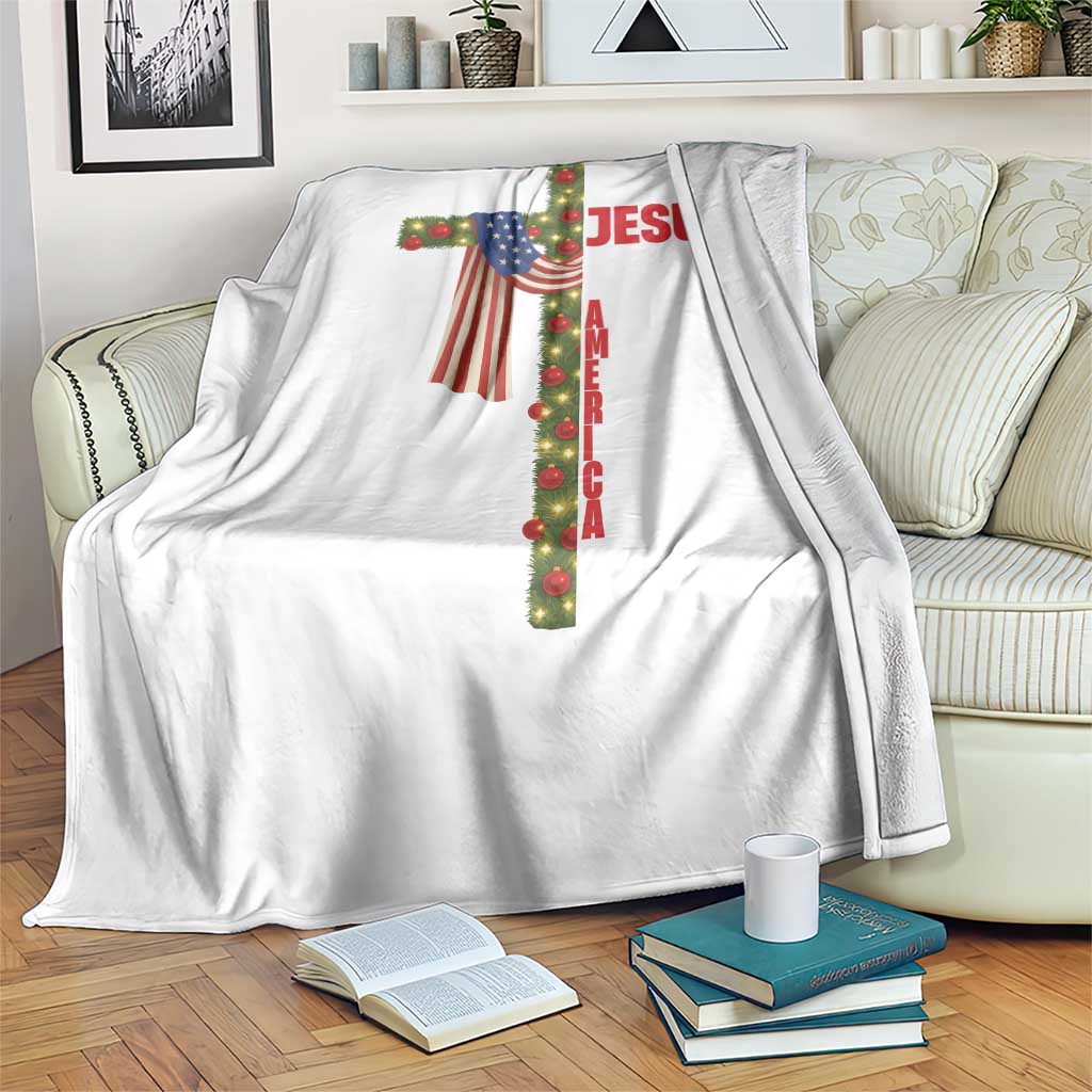 Jesus Patriotic Christmas Throw Blanket Loves Jesus And America Too - Wonder Print Shop