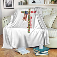 Jesus Patriotic Christmas Throw Blanket Loves Jesus And America Too - Wonder Print Shop