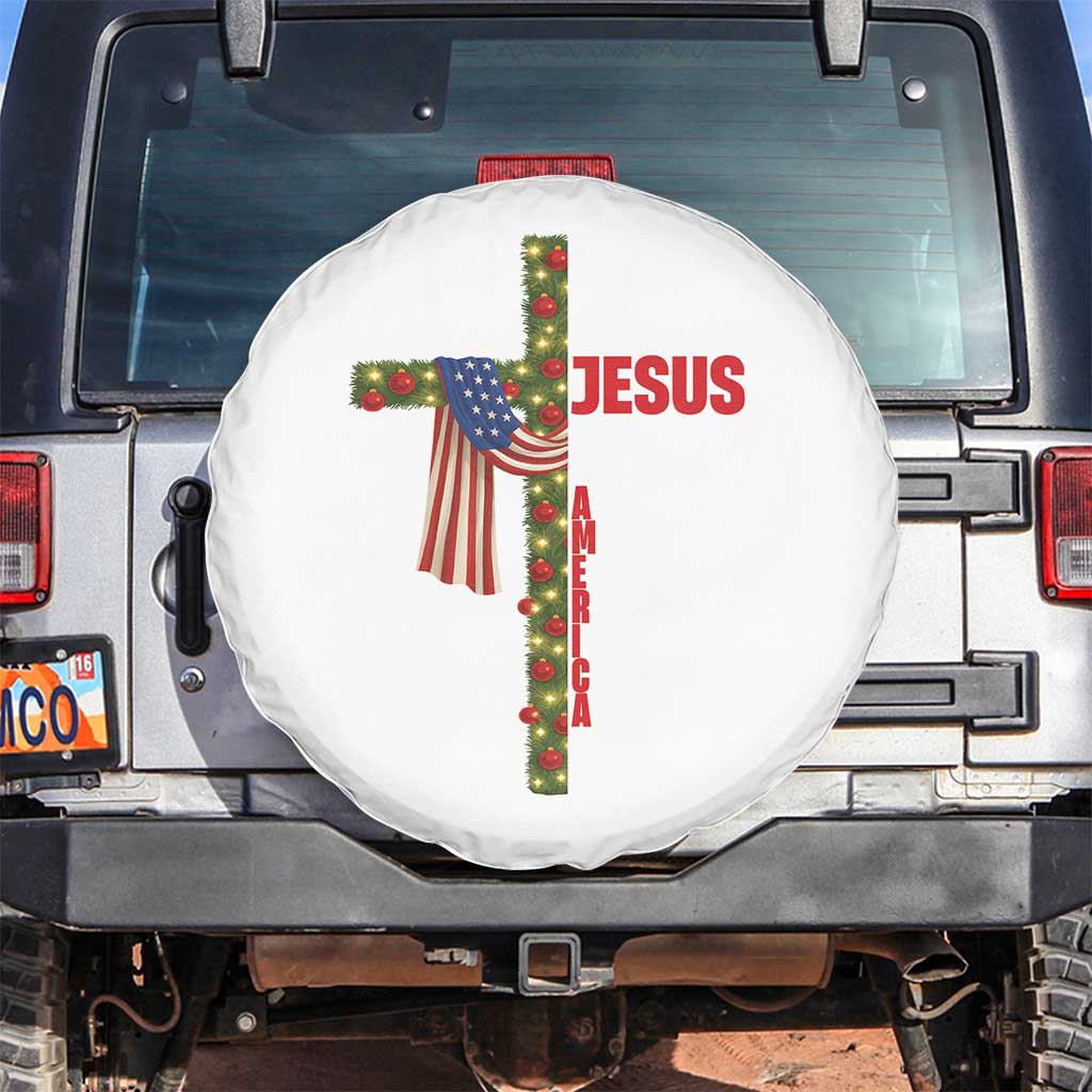 Jesus Patriotic Christmas Spare Tire Cover Loves Jesus And America Too - Wonder Print Shop
