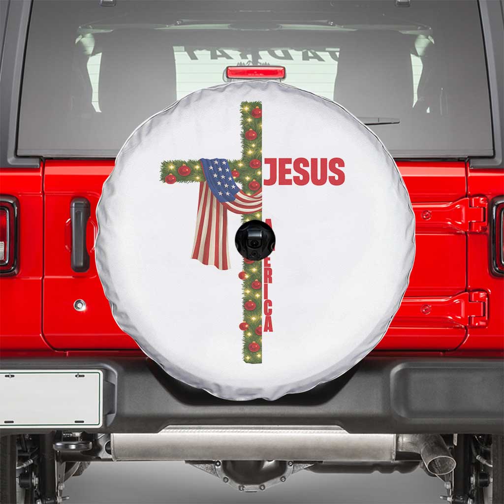 Jesus Patriotic Christmas Spare Tire Cover Loves Jesus And America Too - Wonder Print Shop