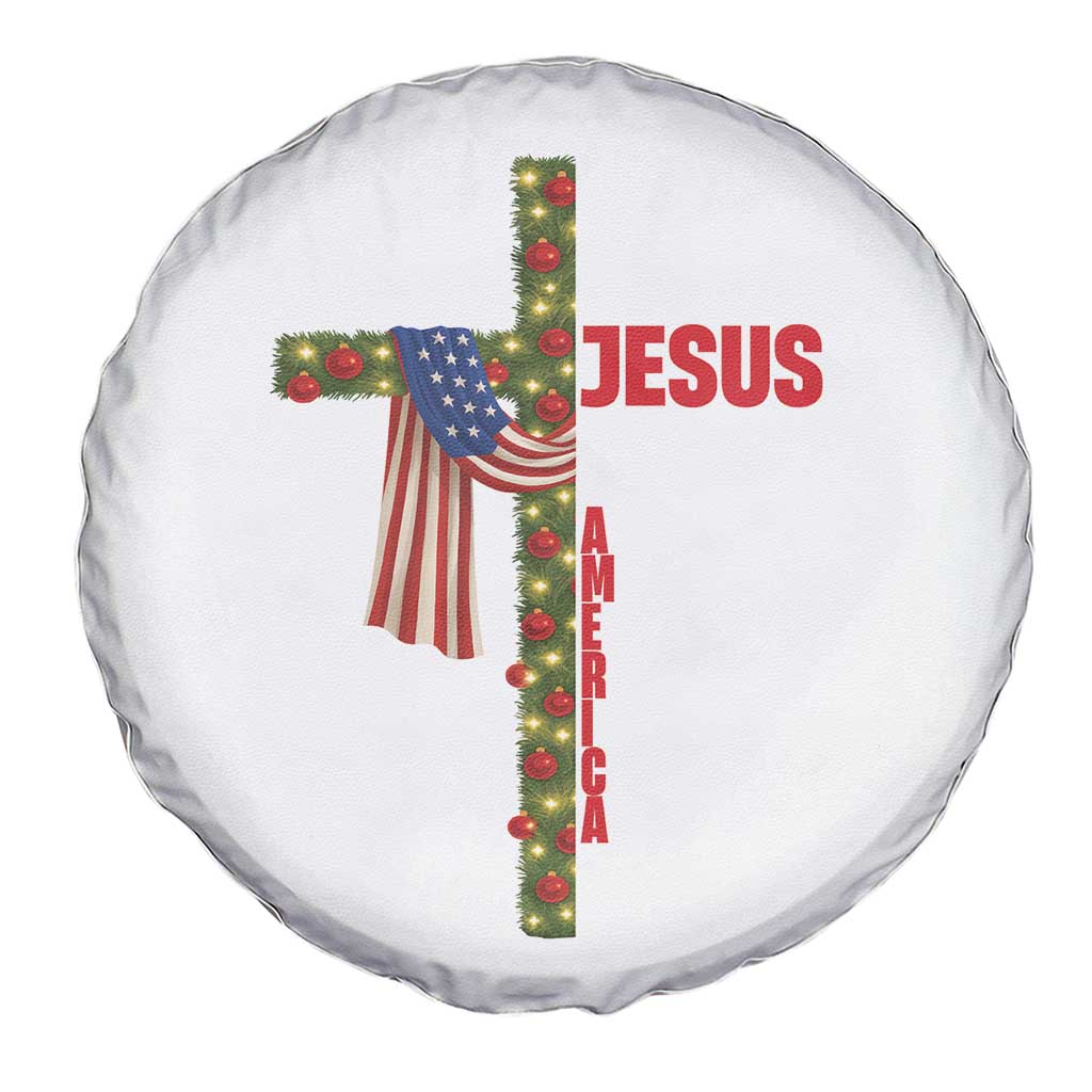Jesus Patriotic Christmas Spare Tire Cover Loves Jesus And America Too - Wonder Print Shop