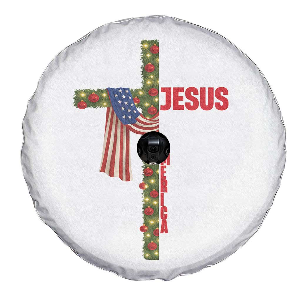 Jesus Patriotic Christmas Spare Tire Cover Loves Jesus And America Too - Wonder Print Shop
