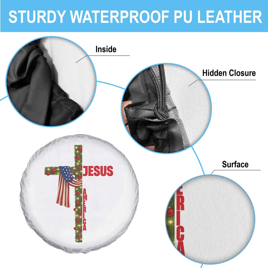 Jesus Patriotic Christmas Spare Tire Cover Loves Jesus And America Too - Wonder Print Shop