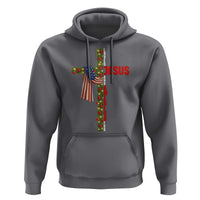 Jesus Patriotic Christmas Hoodie Loves Jesus And America Too - Wonder Print Shop