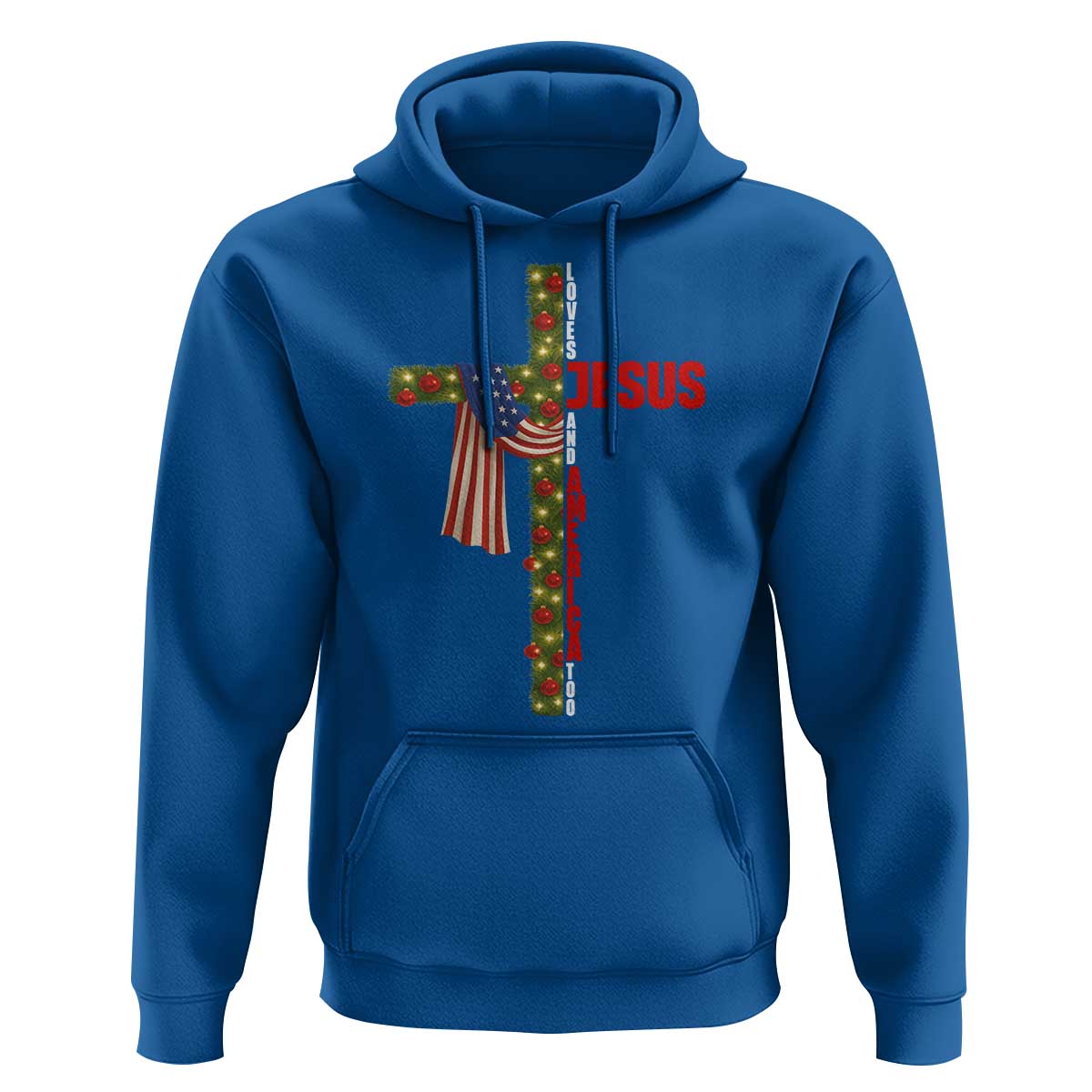 Jesus Patriotic Christmas Hoodie Loves Jesus And America Too - Wonder Print Shop