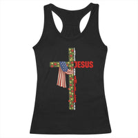 Jesus Patriotic Christmas Racerback Tank Top Loves Jesus And America Too - Wonder Print Shop