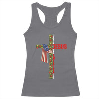Jesus Patriotic Christmas Racerback Tank Top Loves Jesus And America Too - Wonder Print Shop