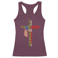 Jesus Patriotic Christmas Racerback Tank Top Loves Jesus And America Too - Wonder Print Shop