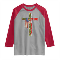 Jesus Patriotic Christmas Raglan Shirt Loves Jesus And America Too - Wonder Print Shop