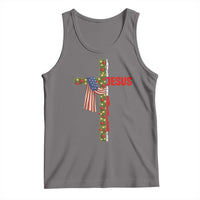 Jesus Patriotic Christmas Tank Top Loves Jesus And America Too - Wonder Print Shop