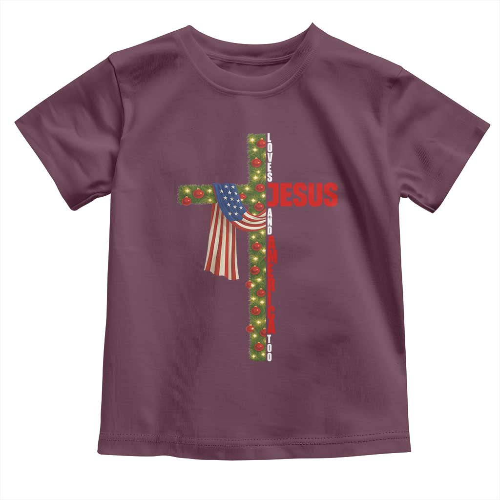 Jesus Patriotic Christmas Toddler T Shirt Loves Jesus And America Too - Wonder Print Shop