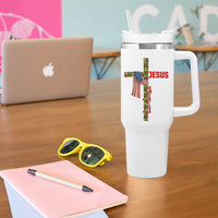 Jesus Patriotic Christmas Tumbler With Handle Loves Jesus And America Too - Wonder Print Shop