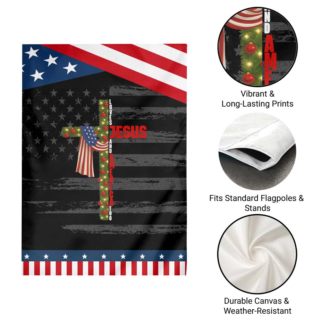 Jesus Patriotic Christmas Garden Flag Loves Jesus And America Too