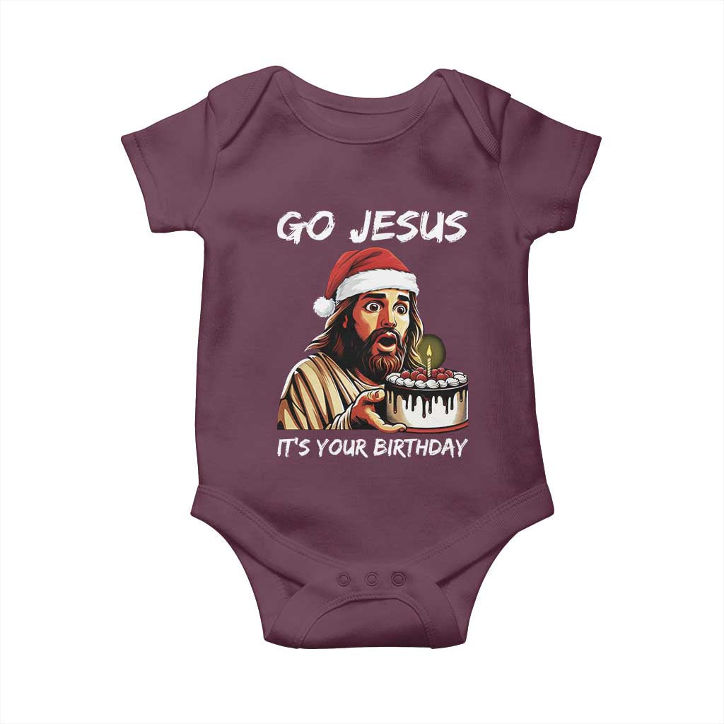 Funny Jesus Christmas Baby Onesie Go Jesus It Is Your Birthday - Wonder Print Shop