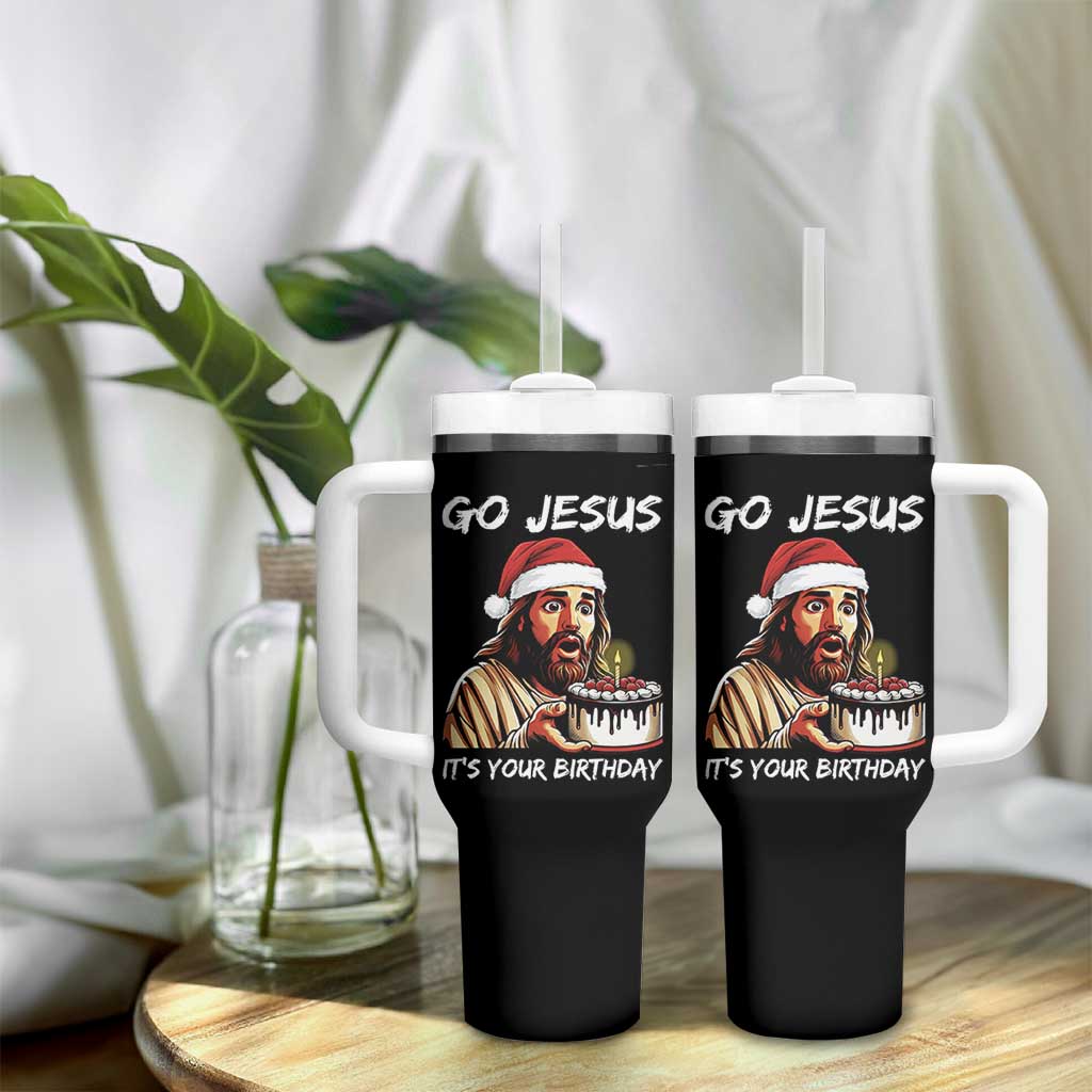 Funny Jesus Christmas Tumbler With Handle Go Jesus It Is Your Birthday - Wonder Print Shop