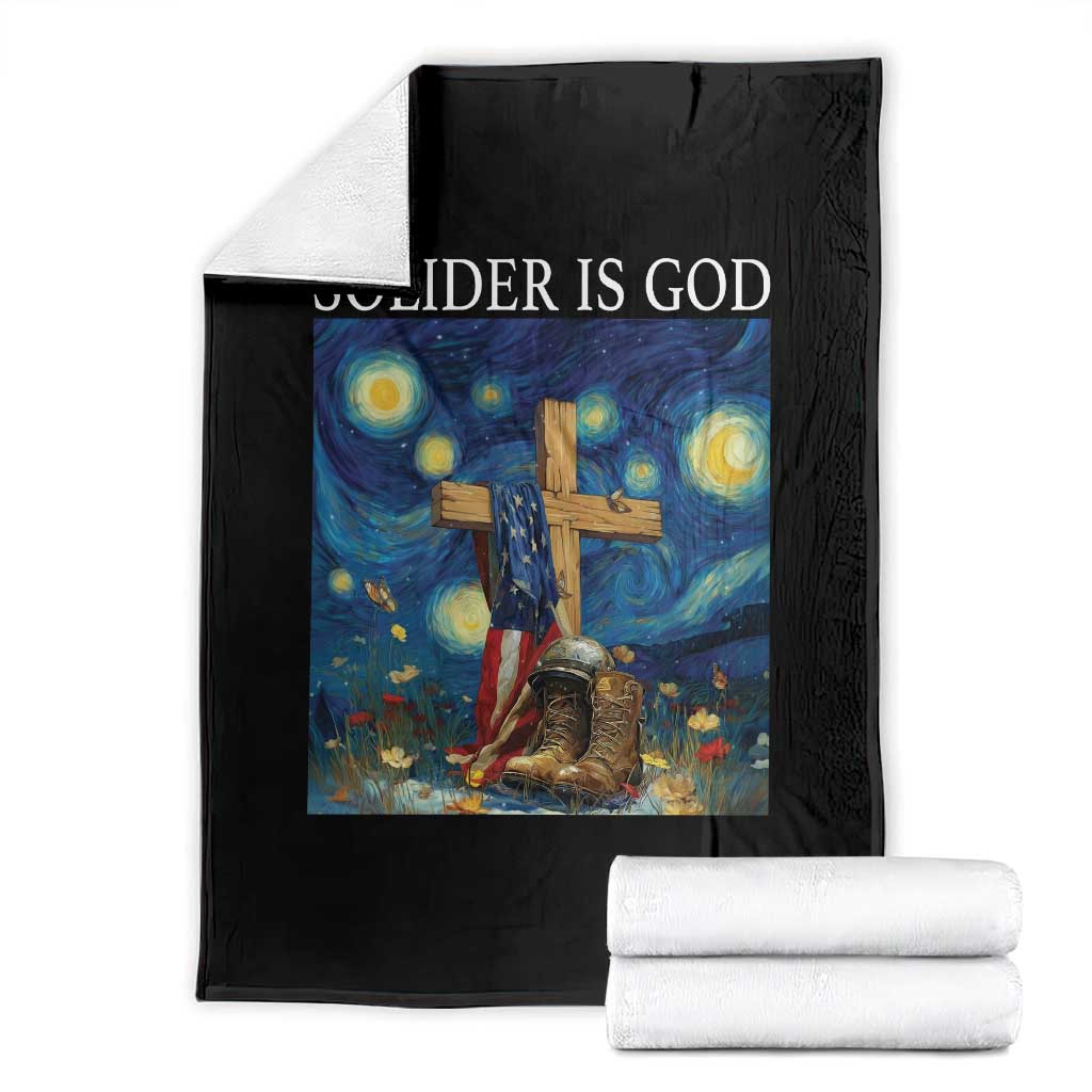 Army Christian Throw Blanket Soldier Cross Starry Night Faith Patriotic Jesus - Wonder Print Shop