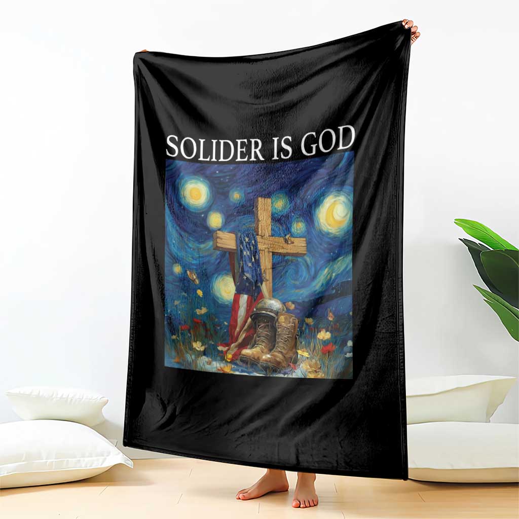 Army Christian Throw Blanket Soldier Cross Starry Night Faith Patriotic Jesus - Wonder Print Shop