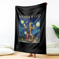 Army Christian Throw Blanket Soldier Cross Starry Night Faith Patriotic Jesus - Wonder Print Shop