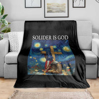 Army Christian Throw Blanket Soldier Cross Starry Night Faith Patriotic Jesus - Wonder Print Shop