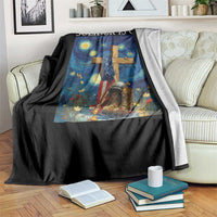 Army Christian Throw Blanket Soldier Cross Starry Night Faith Patriotic Jesus - Wonder Print Shop