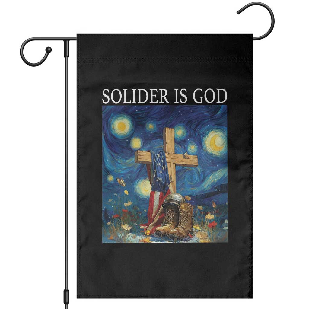 Army Christian Garden Flag Soldier Cross Starry Night Faith Patriotic Jesus - Wonder Print Shop