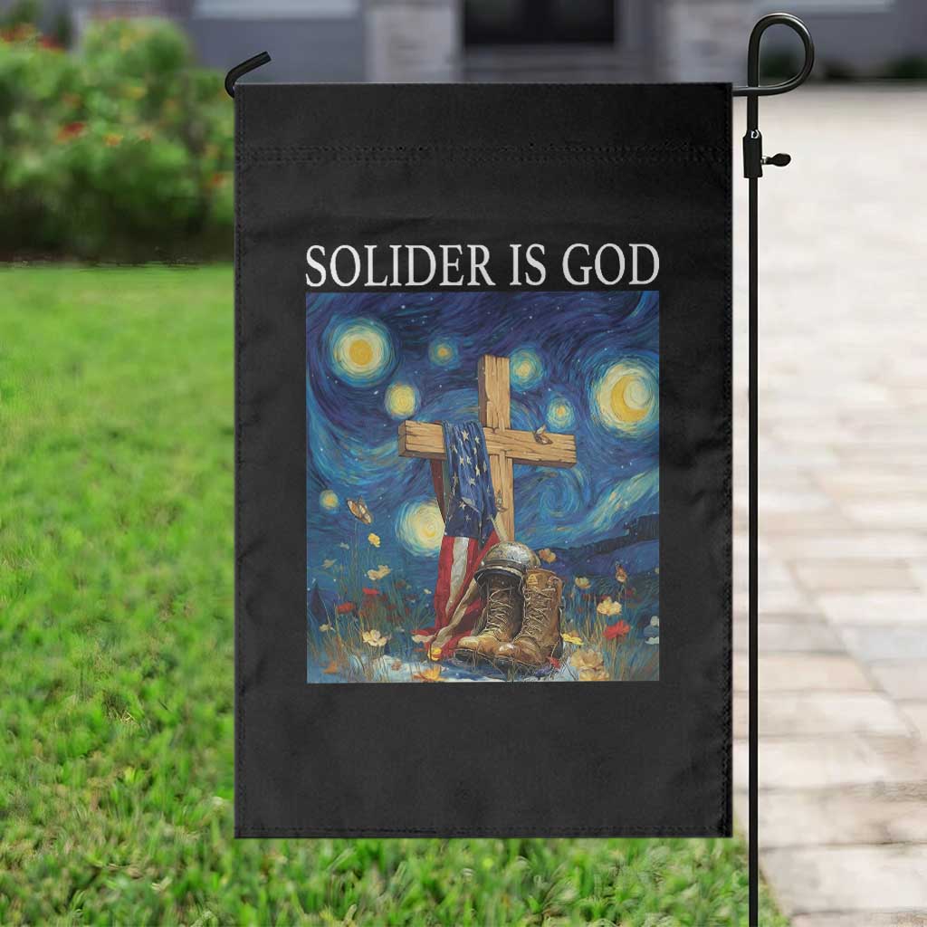 Army Christian Garden Flag Soldier Cross Starry Night Faith Patriotic Jesus - Wonder Print Shop