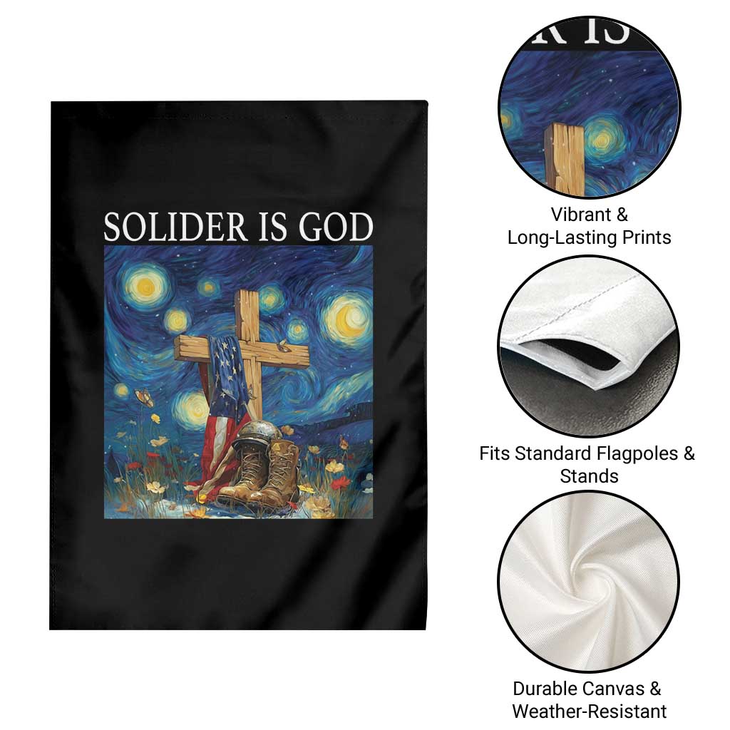 Army Christian Garden Flag Soldier Cross Starry Night Faith Patriotic Jesus - Wonder Print Shop