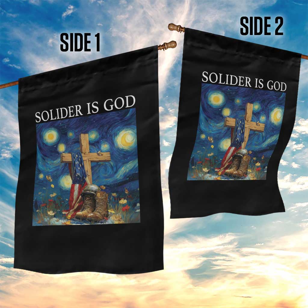 Army Christian Garden Flag Soldier Cross Starry Night Faith Patriotic Jesus - Wonder Print Shop