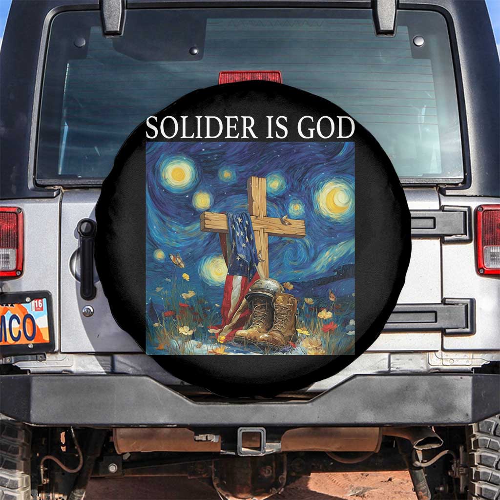 Army Christian Spare Tire Cover Soldier Cross Starry Night Faith Patriotic Jesus - Wonder Print Shop