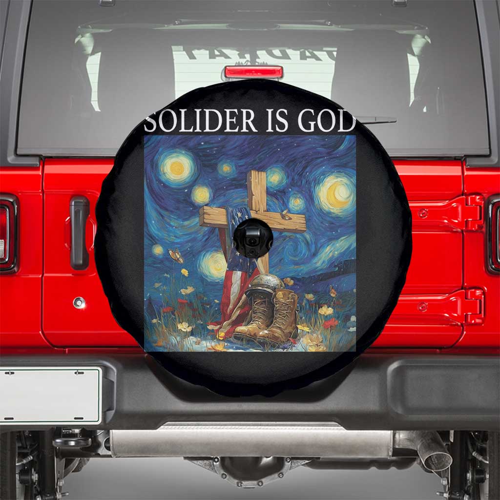 Army Christian Spare Tire Cover Soldier Cross Starry Night Faith Patriotic Jesus - Wonder Print Shop