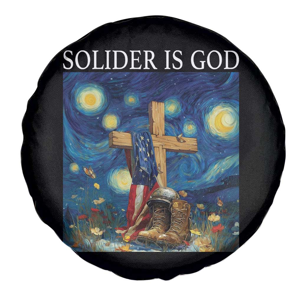 Army Christian Spare Tire Cover Soldier Cross Starry Night Faith Patriotic Jesus - Wonder Print Shop