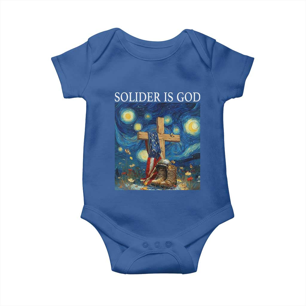 Army Christian Baby Onesie Soldier Cross Starry Night Faith Patriotic Jesus - Wonder Print Shop