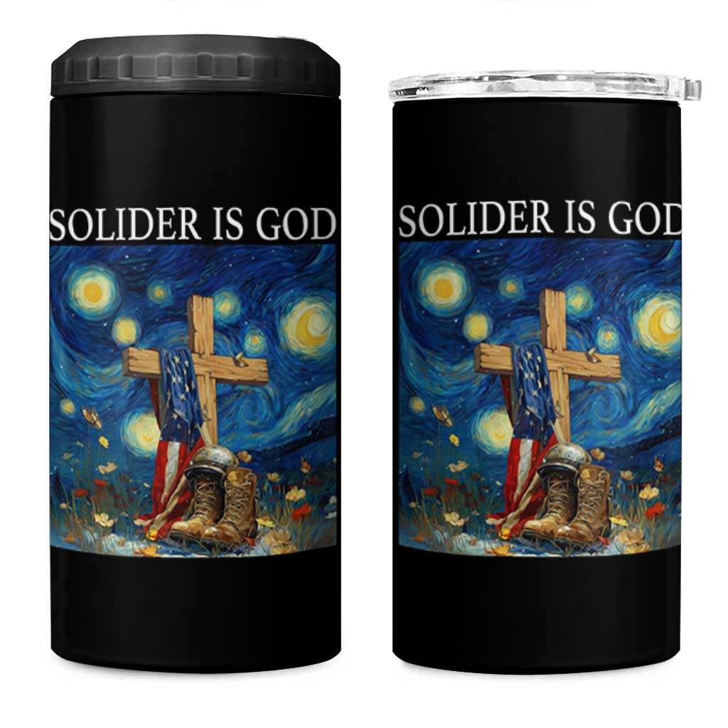 Army Christian 4 in 1 Can Cooler Tumbler Soldier Cross Starry Night Faith Patriotic Jesus - Wonder Print Shop