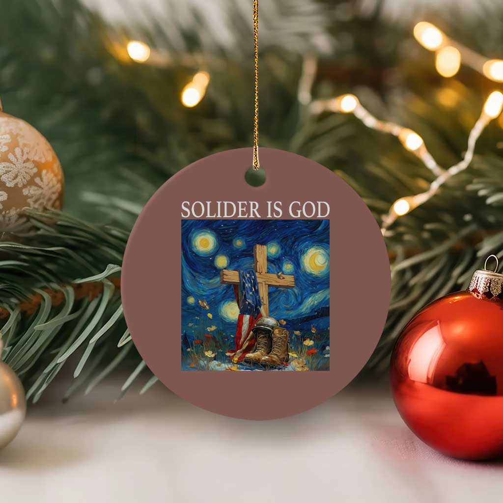 Army Christian Ceramic Ornament Soldier Cross Starry Night Faith Patriotic Jesus - Wonder Print Shop