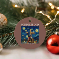 Army Christian Ceramic Ornament Soldier Cross Starry Night Faith Patriotic Jesus - Wonder Print Shop