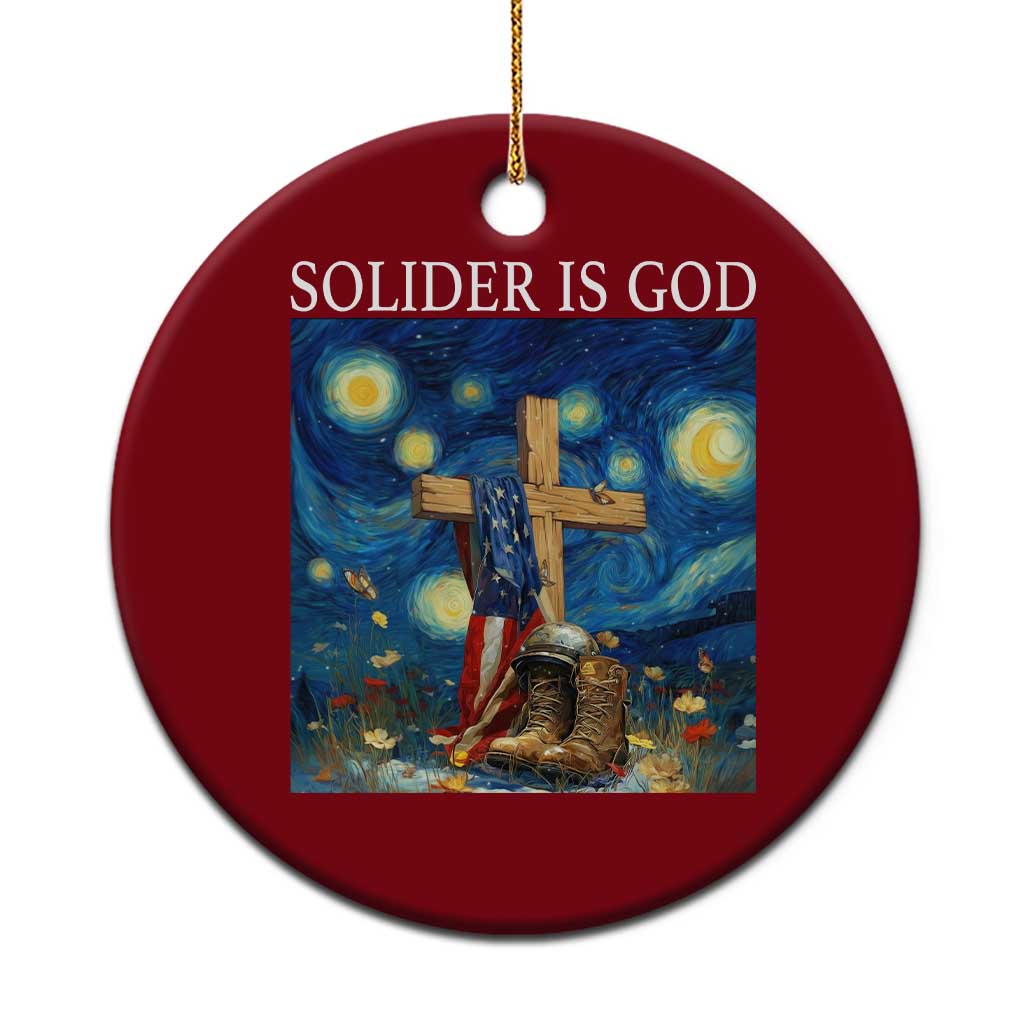 Army Christian Ceramic Ornament Soldier Cross Starry Night Faith Patriotic Jesus - Wonder Print Shop