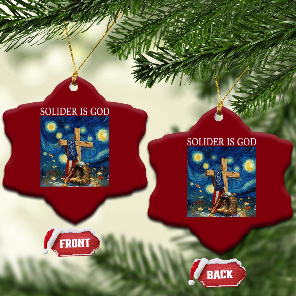 Army Christian Ceramic Ornament Soldier Cross Starry Night Faith Patriotic Jesus - Wonder Print Shop