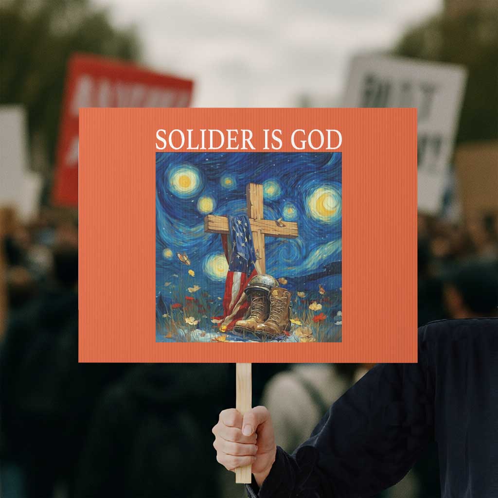 Army Christian Protest Sign Soldier Cross Starry Night Faith Patriotic Jesus - Wonder Print Shop