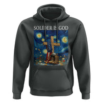 Army Christian Hoodie Soldier Cross Starry Night Faith Patriotic Jesus - Wonder Print Shop