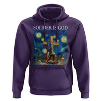 Army Christian Hoodie Soldier Cross Starry Night Faith Patriotic Jesus - Wonder Print Shop
