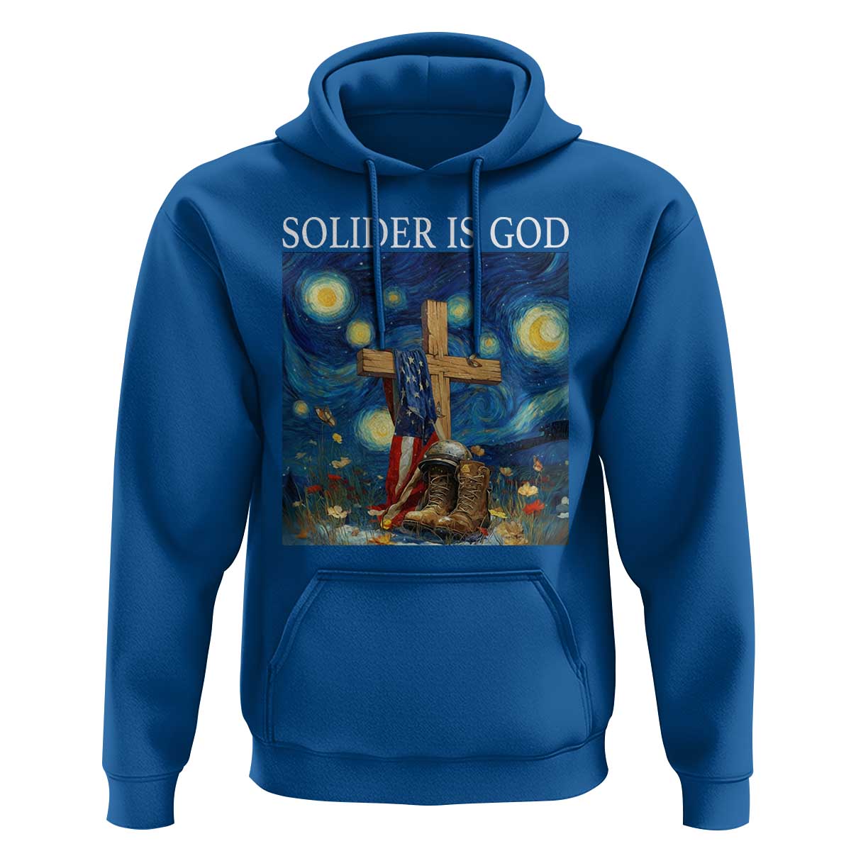 Army Christian Hoodie Soldier Cross Starry Night Faith Patriotic Jesus - Wonder Print Shop