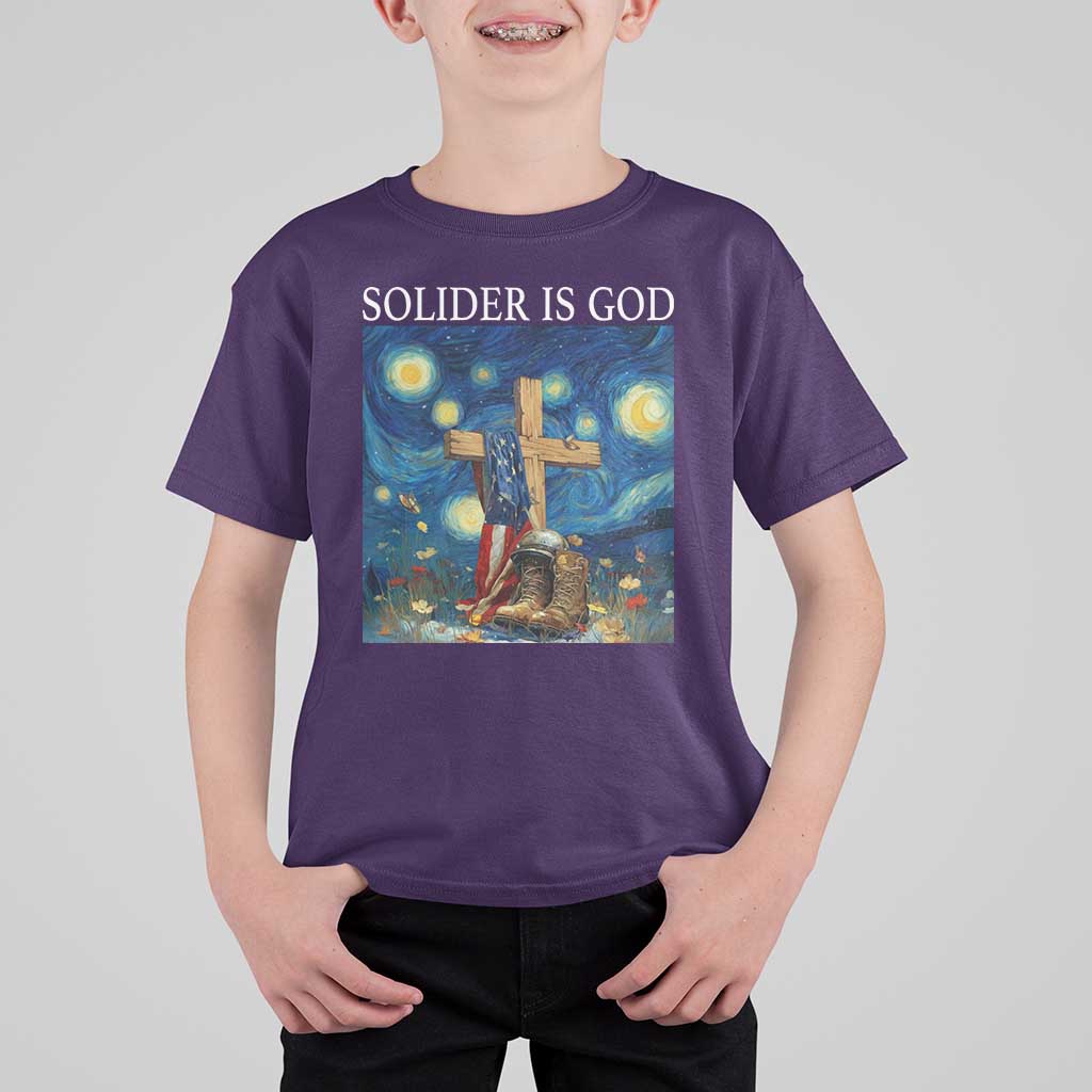 Army Christian T Shirt For Kid Soldier Cross Starry Night Faith Patriotic Jesus - Wonder Print Shop