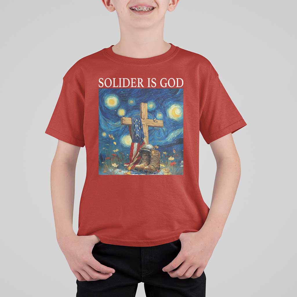 Army Christian T Shirt For Kid Soldier Cross Starry Night Faith Patriotic Jesus - Wonder Print Shop